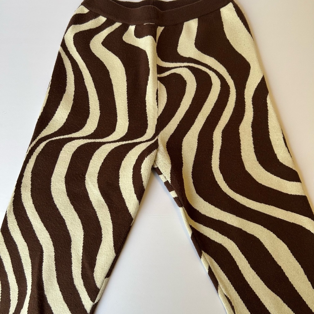 Bailey Rose Brown and Cream Zebra Print Sweater Pants
